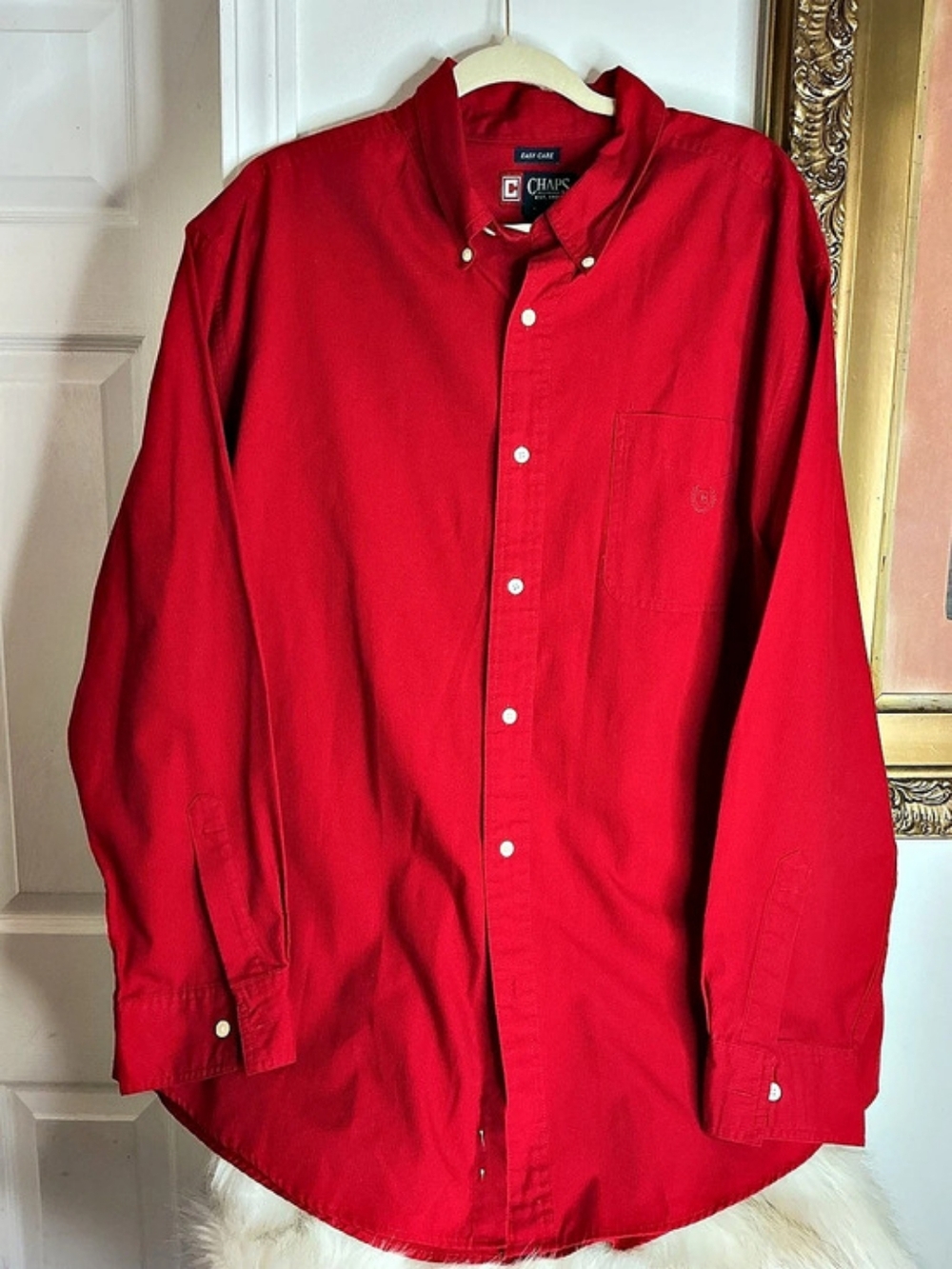 Chaps Mens Red Long Sleeve Shirt Size XL Like New